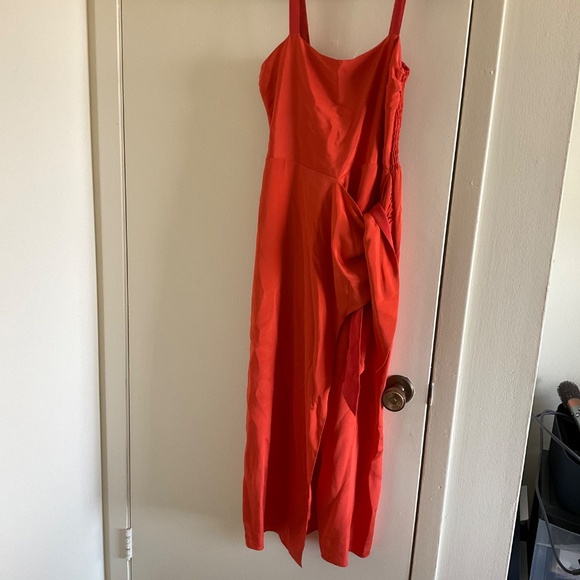 La Ligne Mia Silk Blend Dress in Tangerine - Picture 3 of 5